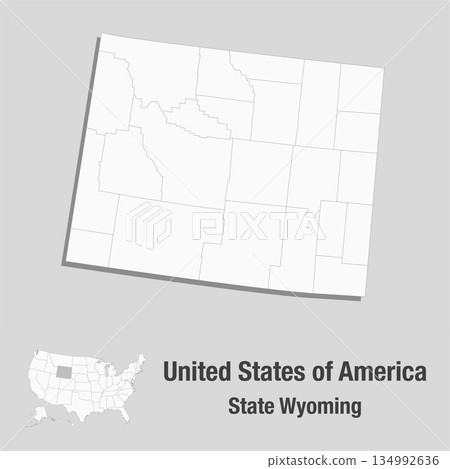 Detailed vector map of the USA - State Wyoming 134992636