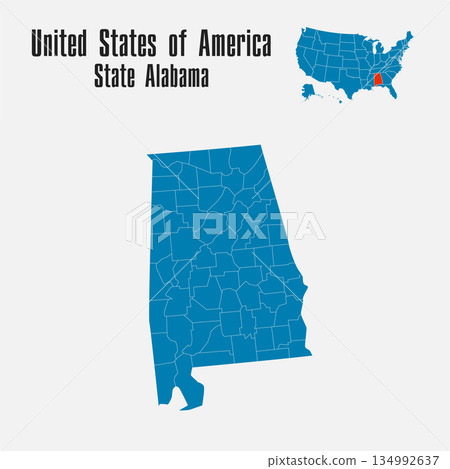 Vector map of the USA - State Alabama 134992637