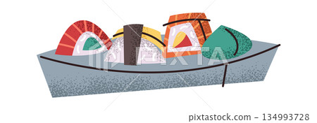 Sushi set sticker menu design 134993728