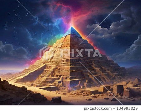 星空和埃及金字塔 134993829