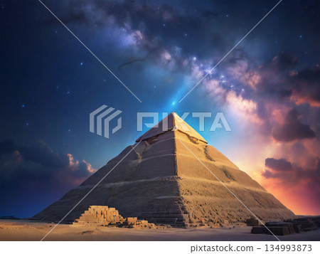 星空和埃及金字塔 134993873
