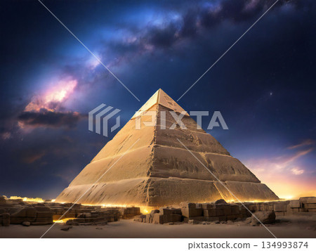 星空和埃及金字塔 134993874