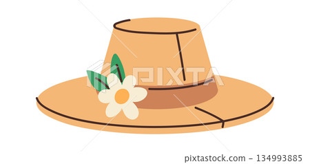 Female summer hat with flower 134993885