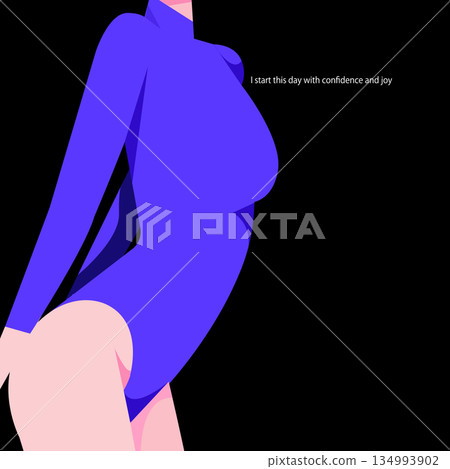 Flat illustration of a positive woman starting her day with confidence and joy 134993902