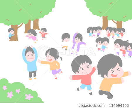 Children playing in the square Children playing in the square 134994393