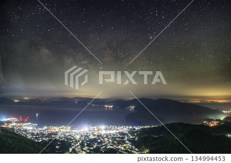 Spring starry scenery: Setouchi night view and the Milky Way 134994453