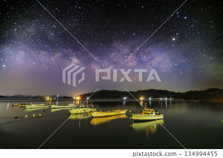 Spring starry scenery of Setouchi, the rising Milky Way and Scorpio Spring starry scenery of Setouchi, the rising Milky Way and Scorpio 134994455