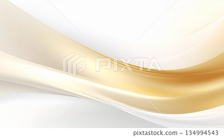 優雅的抽象背景，美麗的白色和金色流暢線條。 134994543