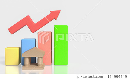 Financial Growth Concept with Colorful Bar Chart and Upward Arrow 3d render. 134994549