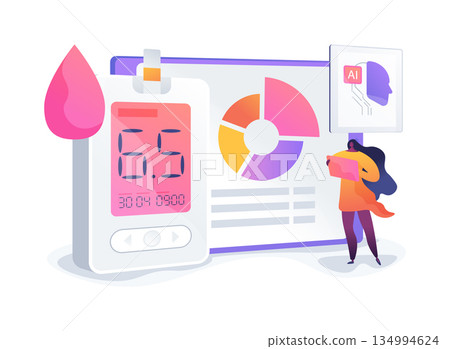 Smart Blood Glucose Meter abstract concept vector illustration. Smart Blood Glucose Meter abstract concept vector illustration. 134994624