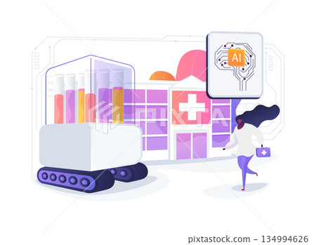 Autonomous Hospital Delivery Robot abstract concept vector illustration. 134994626