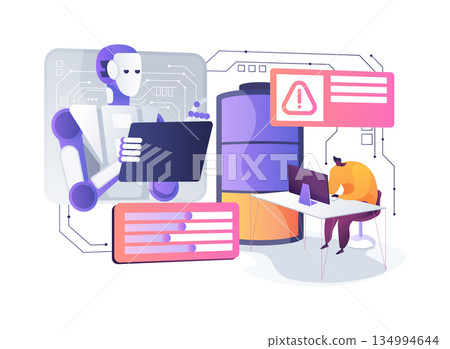 AI-Integrated Predictive Burnout Monitoring abstract concept vector illustration. 134994644