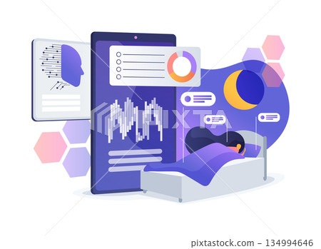 AI-Optimized Sleep Quality Enhancement Suggestions abstract concept vector illustration. 134994646