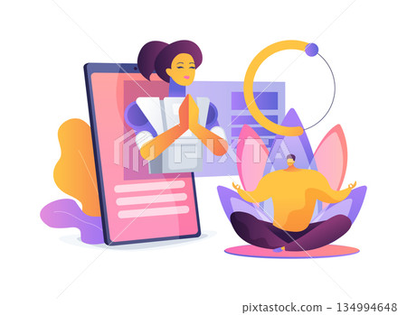 AI-Driven Personalized Mindfulness Coaching abstract concept vector illustration. 134994648