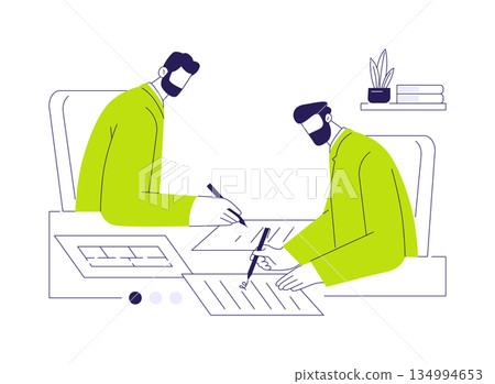 Signing rental agreement abstract concept vector illustration. 134994653