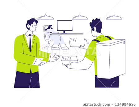Food delivery in the office abstract concept vector illustration. 134994656