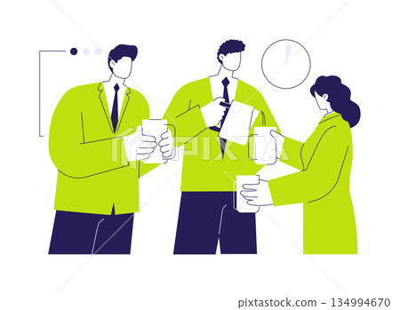 Coffee break at office abstract concept vector illustration. 134994670
