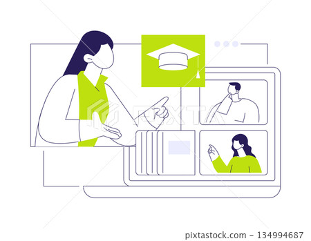 Remote learning isolated cartoon vector illustrations. Remote learning isolated cartoon vector illustrations. 134994687