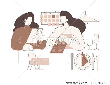 Discussing event menu isolated cartoon vector illustrations. 134994708