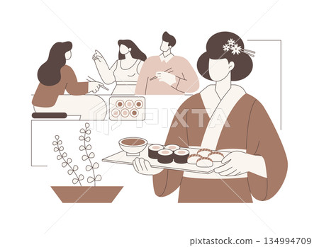 Serving sushi isolated cartoon vector illustrations. Serving sushi isolated cartoon vector illustrations. 134994709
