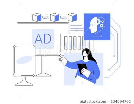 Blockchain for Transparent Ad Metrics abstract concept vector illustration. Blockchain for Transparent Ad Metrics abstract concept vector illustration. 134994762