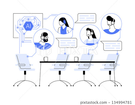 Virtual Co-Working Spaces abstract concept vector illustration. Virtual Co-Working Spaces abstract concept vector illustration. 134994781