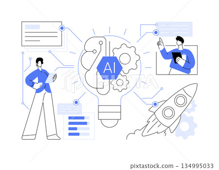 AI-Powered Startup Idea Generators abstract concept vector illustration. AI-Powered Startup Idea Generators abstract concept vector illustration. 134995033