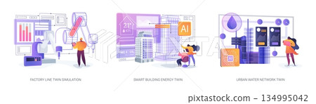 Digital Twins Innovation abstract concept vector illustrations. 134995042