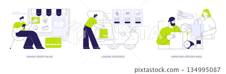 Curbside pickup at a grocery store isolated cartoon vector illustrations se 134995087