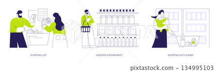 Grocery store isolated cartoon vector illustrations se 134995103