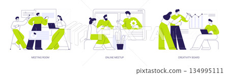 Teamwork at the office isolated cartoon vector illustrations se 134995111