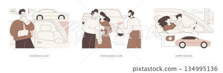 Buying a car isolated cartoon vector illustrations se 134995136