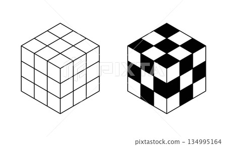 Puzzle cube logic game. Isometric cubic shapes in 3D projection isolated on white background. Geometric forms, building elements, architecture blocks. Vector graphic illustration Puzzle cube logic game. Isometric cubic shapes in 3D projection isolated on white background. Geometric forms, building elements, architecture blocks. Vector graphic illustration 134995164