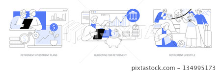 Retirement Planning, Lifestyle Guide abstract concept vector illustrations. 134995173