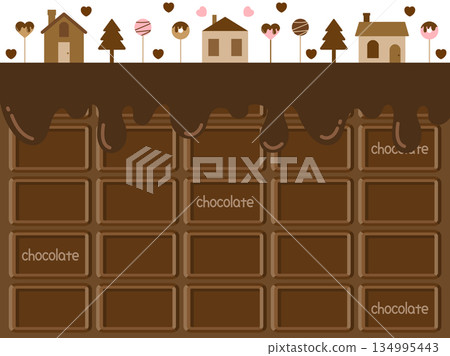 情人節插圖，描繪了巧克力和糖果屋 134995443