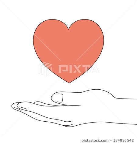 Heart and hand illustration material Heart and hand illustration material 134995548