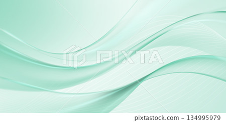Soft mint green wavy lines. 134995979