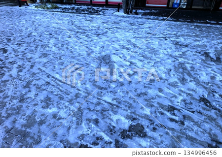 Frozen road surface 134996456