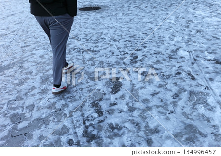 Frozen road surface 134996457