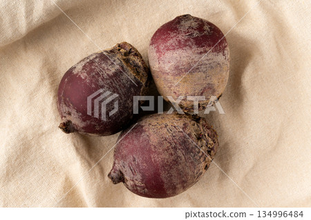 Beets on a cloth 134996484