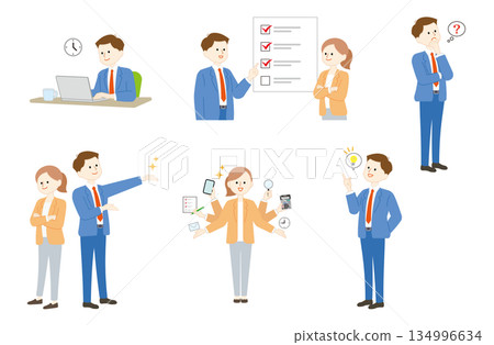Illustration set of business people who improve business efficiency and solve problems Illustration set of business people who improve business efficiency and solve problems 134996634
