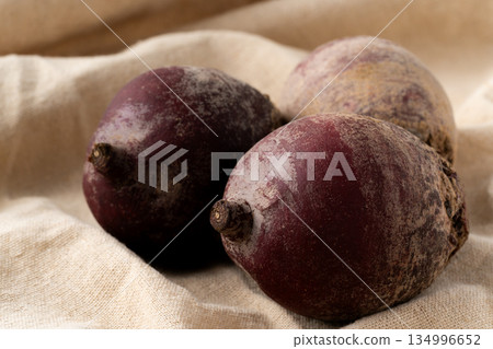 Close-up of beets on a cloth 134996652