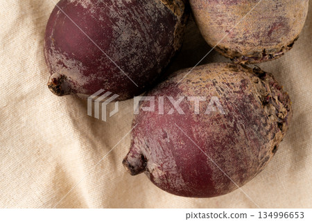 Close-up of beets on a cloth Close-up of beets on a cloth 134996653