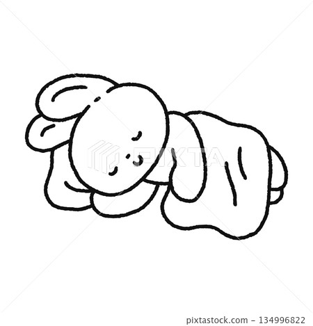 打盹的兔子線條畫 134996822