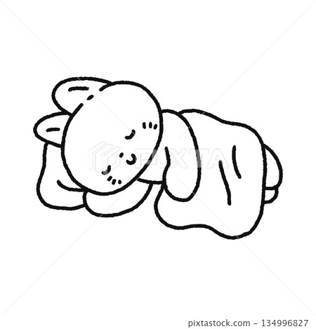 Napping cat line drawing 134996827
