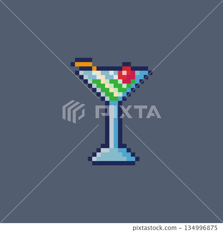 Pixel art Martini Cocktail Glass game asset Pixel art Martini Cocktail Glass game asset 134996875