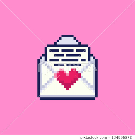 Pixel art Love Letter Envelope game asset 134996878