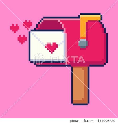 Pixel art Valentine Mailbox game asset 134996880