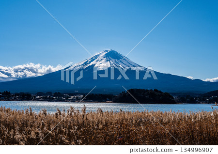 山梨縣河口湖和富士山 134996907