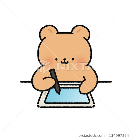 Bear learning with tablet Bear learning with tablet 134997224